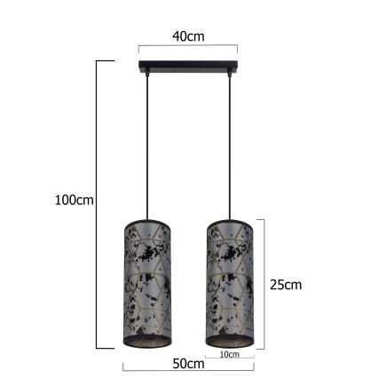 Chandelier on a string AVALO 2xE27/60W/230V grey/black