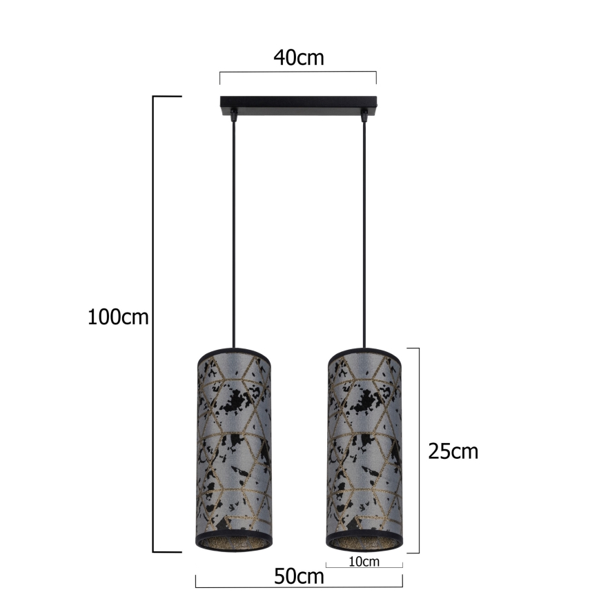 Chandelier on a string AVALO 2xE27/60W/230V grey/black