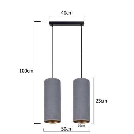 Chandelier on a string AVALO 2xE27/60W/230V grey