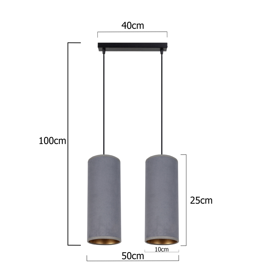 Chandelier on a string AVALO 2xE27/60W/230V grey