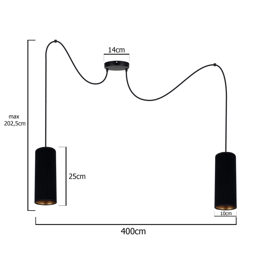 Chandelier on a string AVALO 2xE27/60W/230V spider black