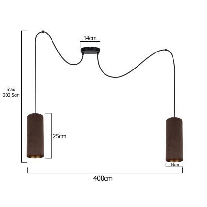 Chandelier on a string AVALO 2xE27/60W/230V spider brown/copper