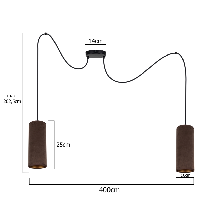 Chandelier on a string AVALO 2xE27/60W/230V spider brown/copper