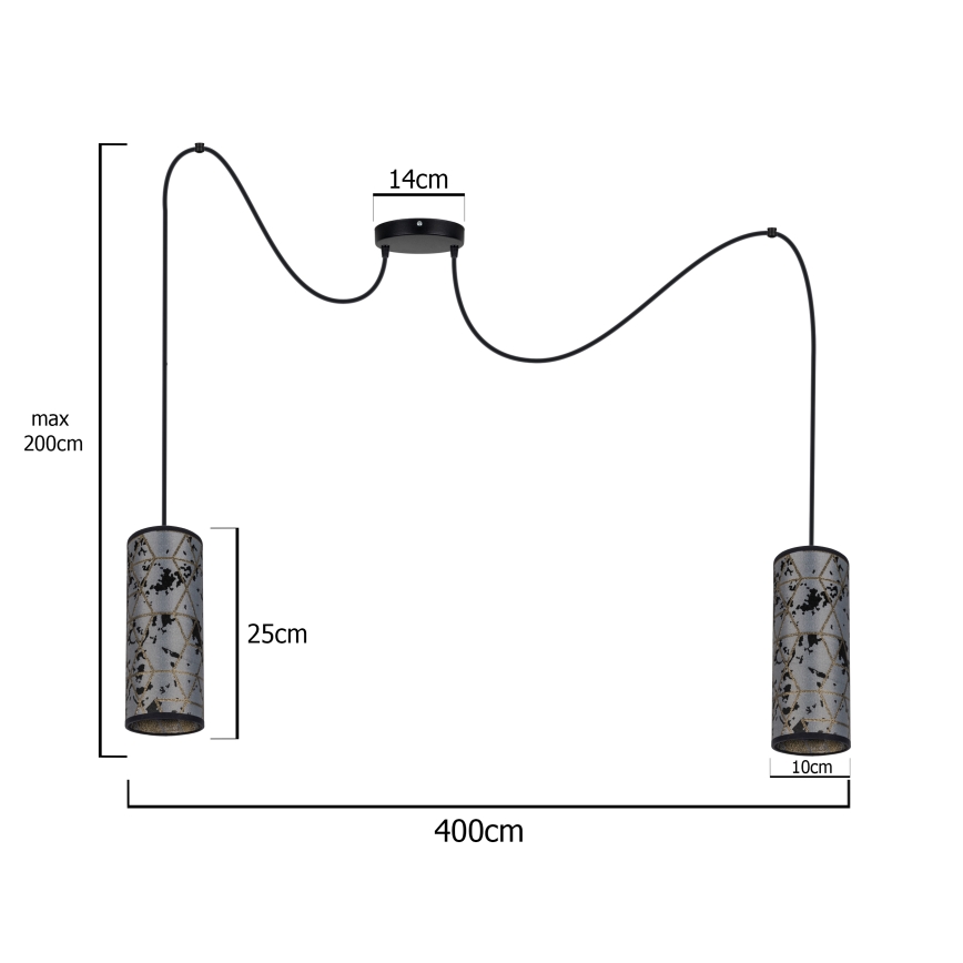 Chandelier on a string AVALO 2xE27/60W/230V spider grey/black
