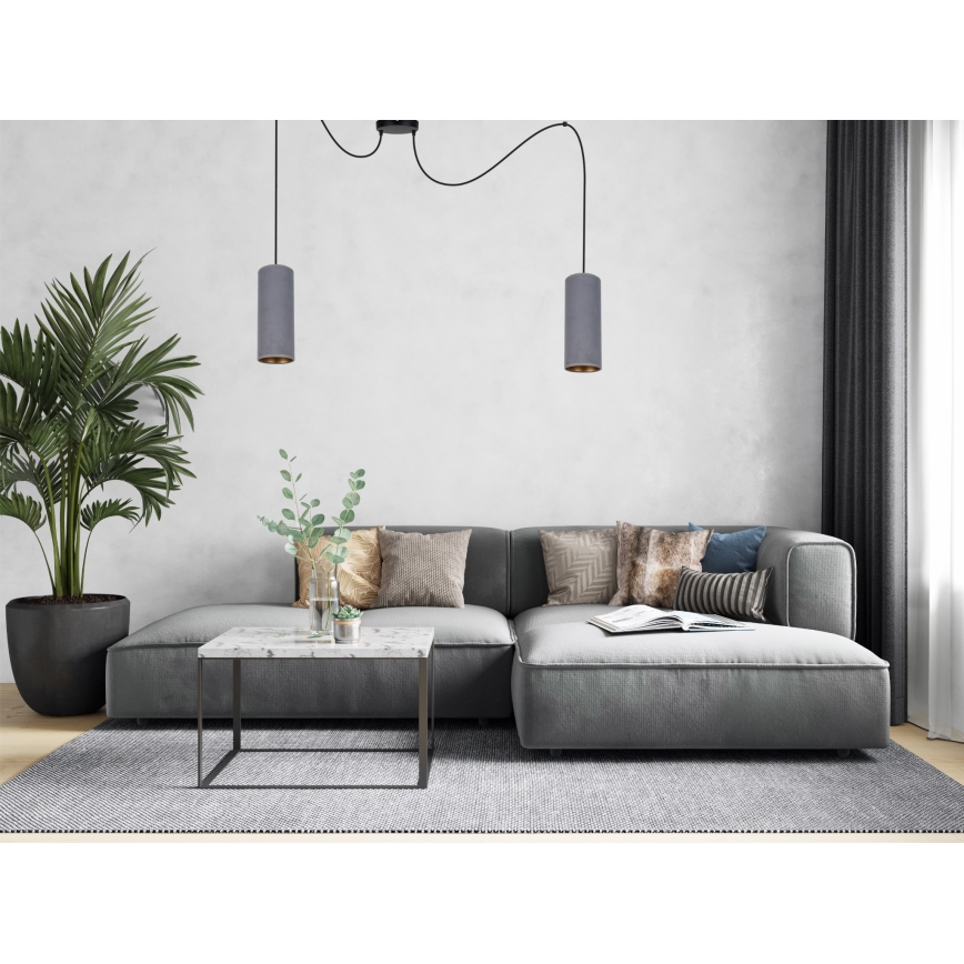 Chandelier on a string AVALO 2xE27/60W/230V spider grey