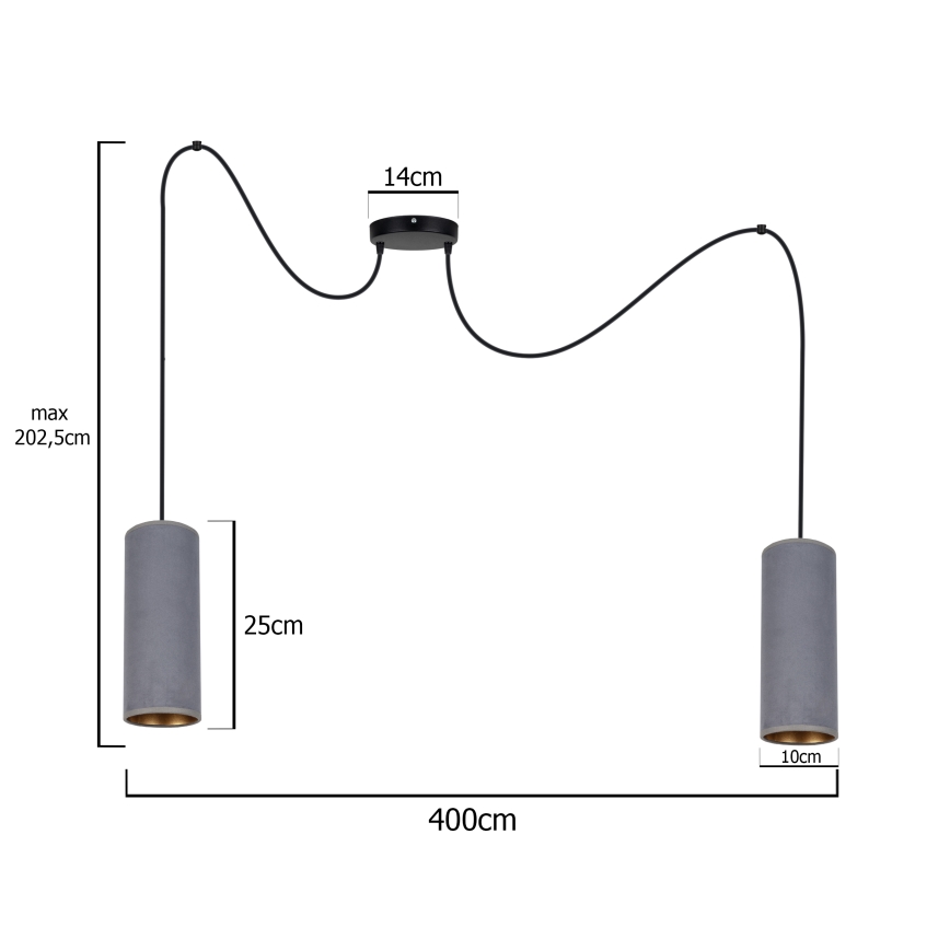 Chandelier on a string AVALO 2xE27/60W/230V spider grey