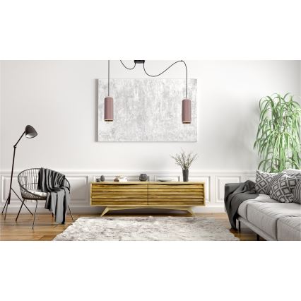 Chandelier on a string AVALO 2xE27/60W/230V spider pink/copper