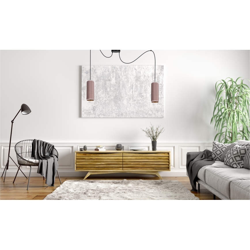Chandelier on a string AVALO 2xE27/60W/230V spider pink/copper