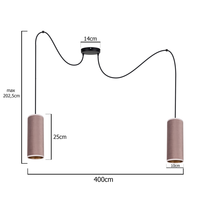 Chandelier on a string AVALO 2xE27/60W/230V spider pink/copper