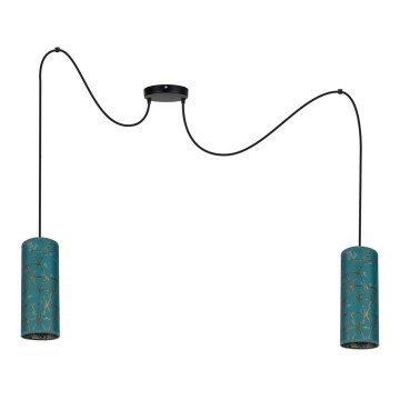 Chandelier on a string AVALO 2xE27/60W/230V spider turquoise/gold