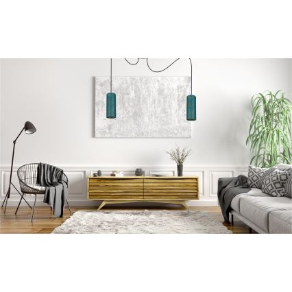 Chandelier on a string AVALO 2xE27/60W/230V spider turquoise/gold