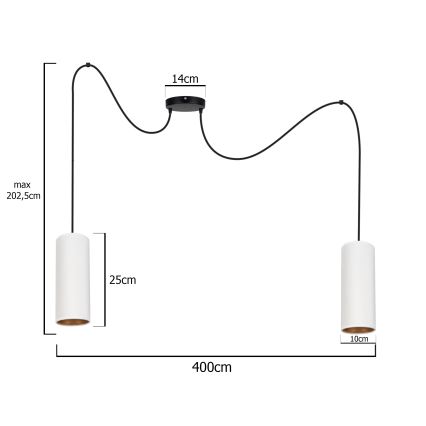 Chandelier on a string AVALO 2xE27/60W/230V spider white/copper