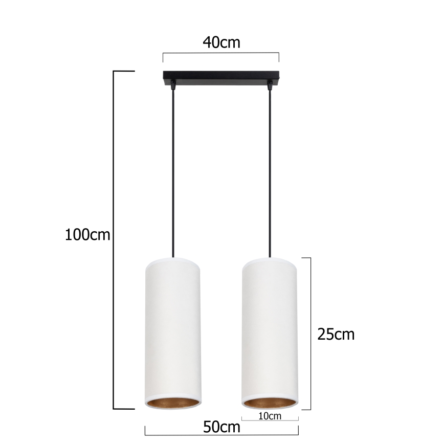 Chandelier on a string AVALO 2xE27/60W/230V white/copper