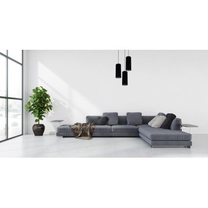 Chandelier on a string AVALO 3xE27/60W/230V d. 35 cm black