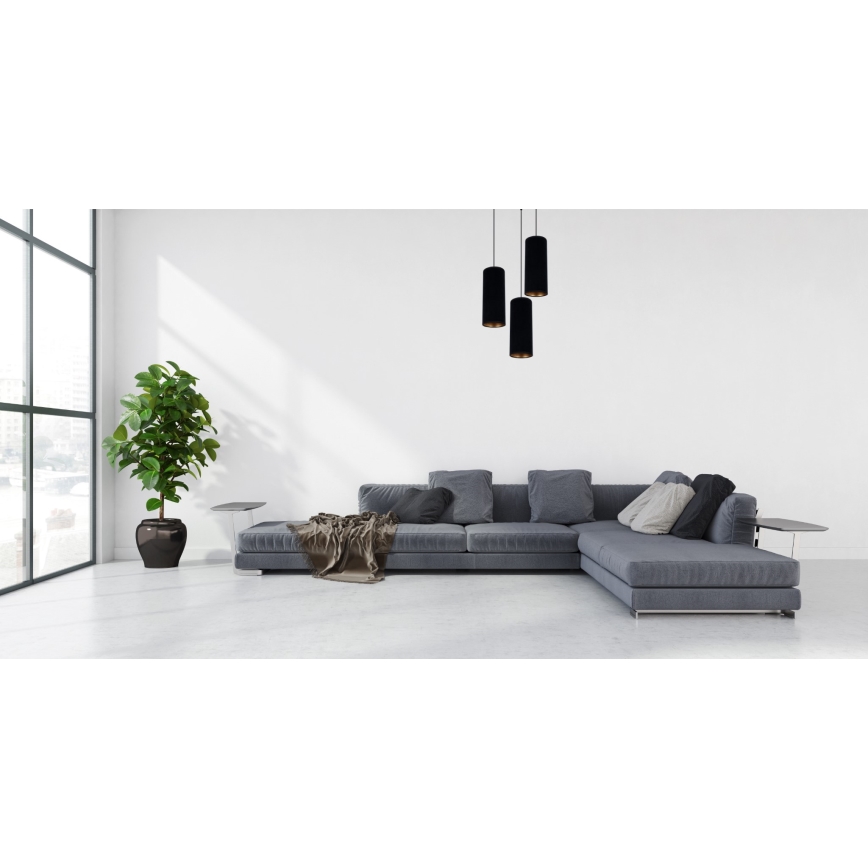 Chandelier on a string AVALO 3xE27/60W/230V d. 35 cm black
