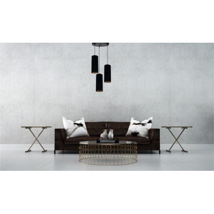 Chandelier on a string AVALO 3xE27/60W/230V d. 35 cm black