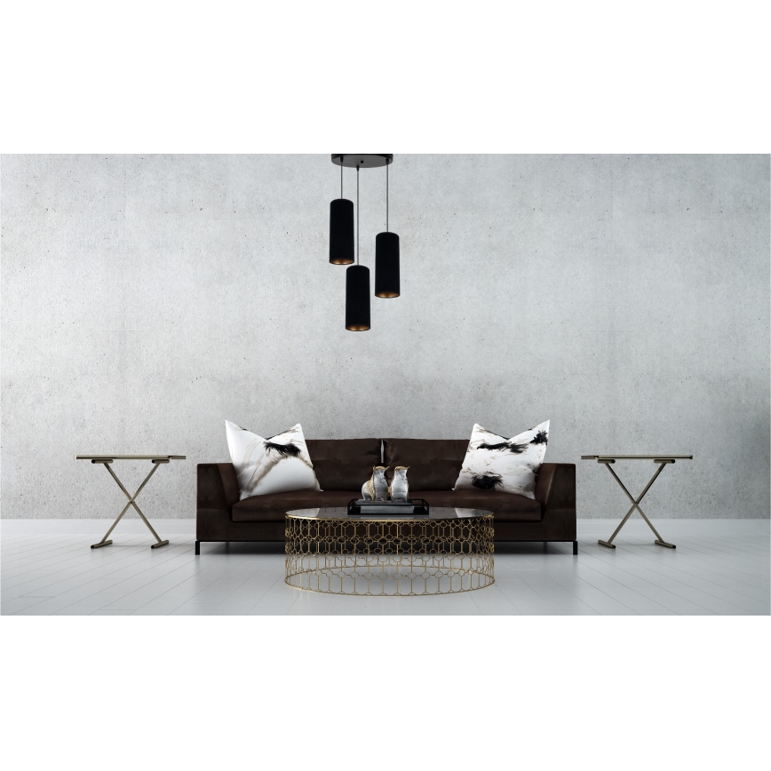 Chandelier on a string AVALO 3xE27/60W/230V d. 35 cm black