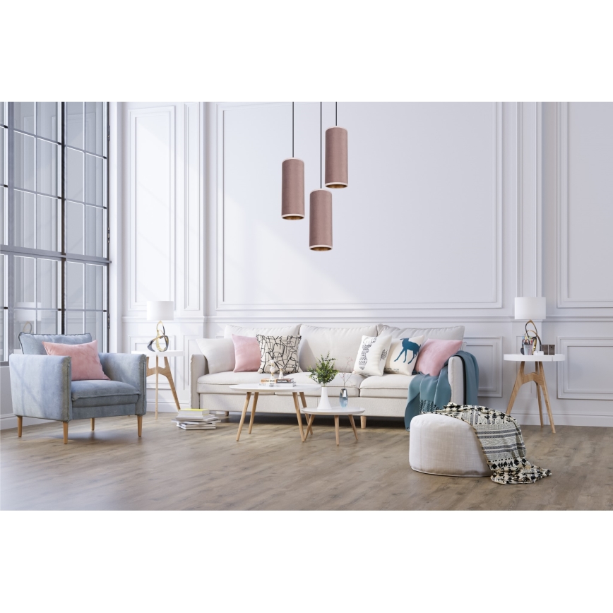Chandelier on a string AVALO 3xE27/60W/230V d. 35 cm pink/copper