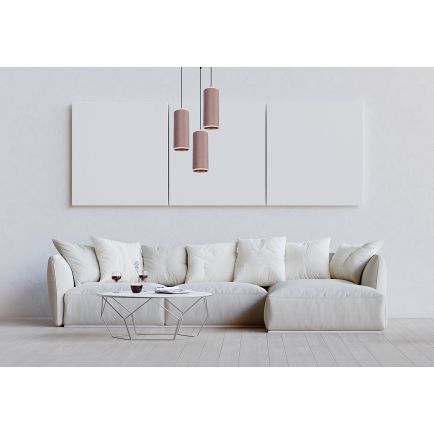 Chandelier on a string AVALO 3xE27/60W/230V d. 35 cm pink/copper