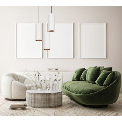 Chandelier on a string AVALO 3xE27/60W/230V d. 35 cm white/copper