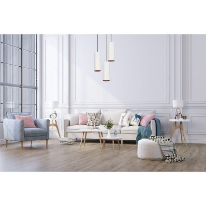 Chandelier on a string AVALO 3xE27/60W/230V d. 35 cm white/copper