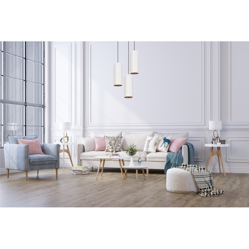 Chandelier on a string AVALO 3xE27/60W/230V d. 35 cm white/copper