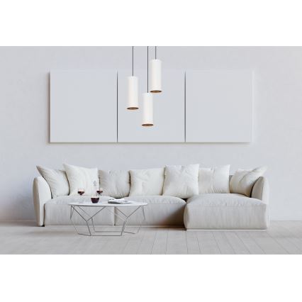 Chandelier on a string AVALO 3xE27/60W/230V d. 35 cm white/copper