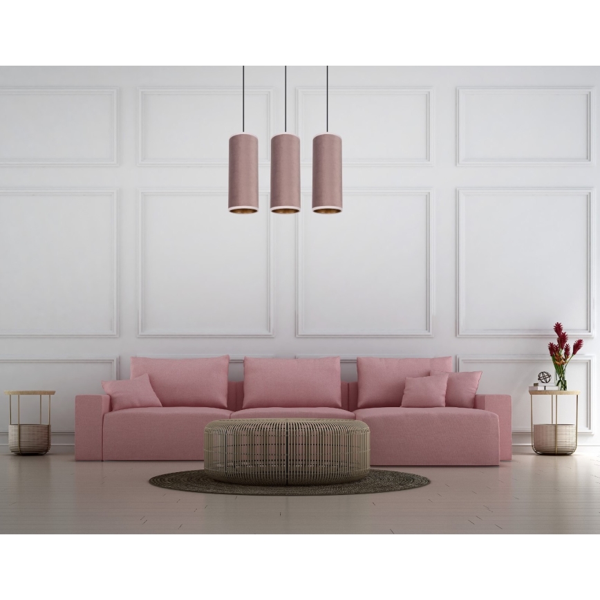 Chandelier on a string AVALO 3xE27/60W/230V pink/copper