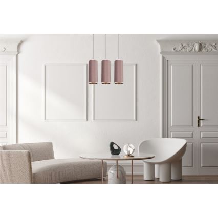 Chandelier on a string AVALO 3xE27/60W/230V pink/copper