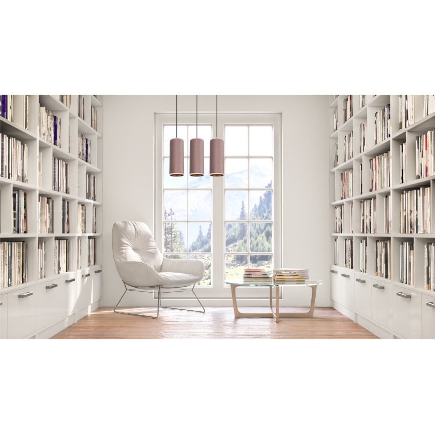 Chandelier on a string AVALO 3xE27/60W/230V pink/copper