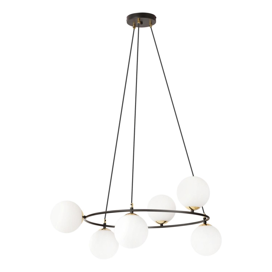 Chandelier on a string AZURA 6xE14/10W/230V black/white