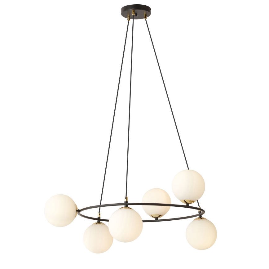 Chandelier on a string AZURA 6xE14/10W/230V black/white