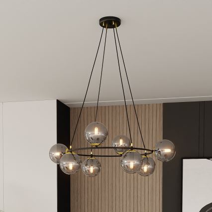 Chandelier on a string AZURA 8xE14/10W/230V black/grey