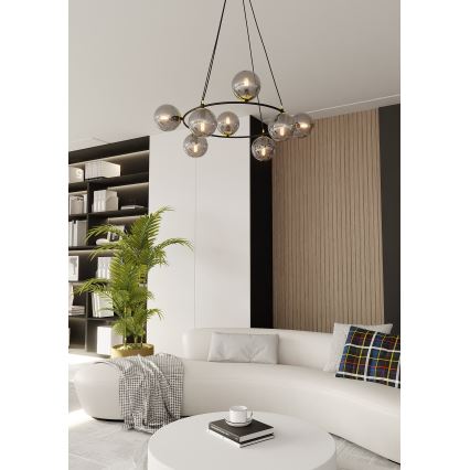 Chandelier on a string AZURA 8xE14/10W/230V black/grey