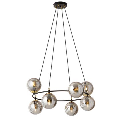 Chandelier on a string AZURA 8xE14/10W/230V black/grey