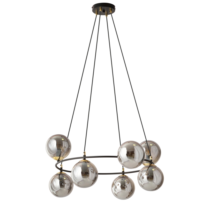 Chandelier on a string AZURA 8xE14/10W/230V black/grey