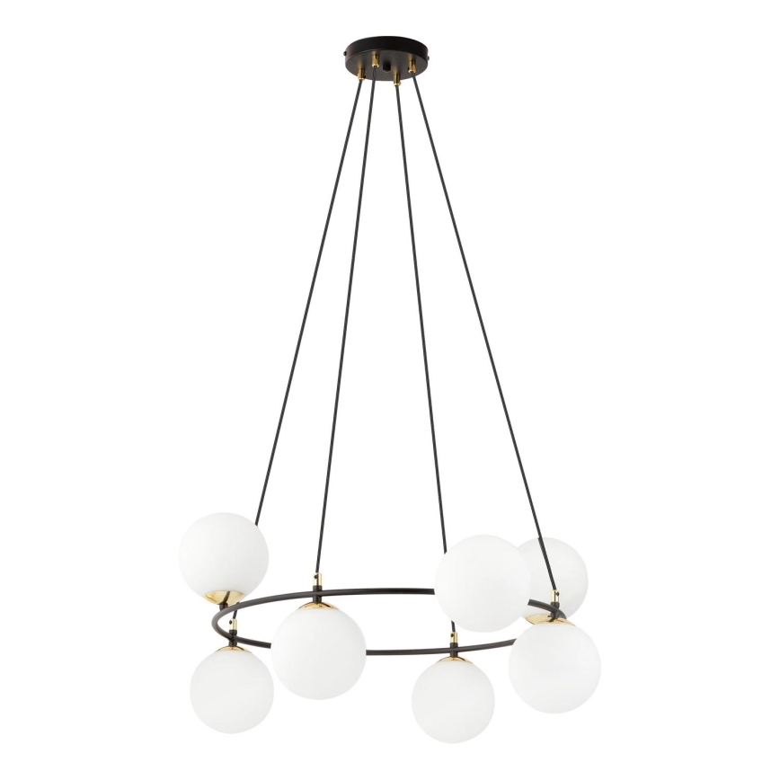 Chandelier on a string AZURA 8xE14/10W/230V black/white
