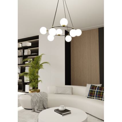 Chandelier on a string AZURA 8xE14/10W/230V black/white