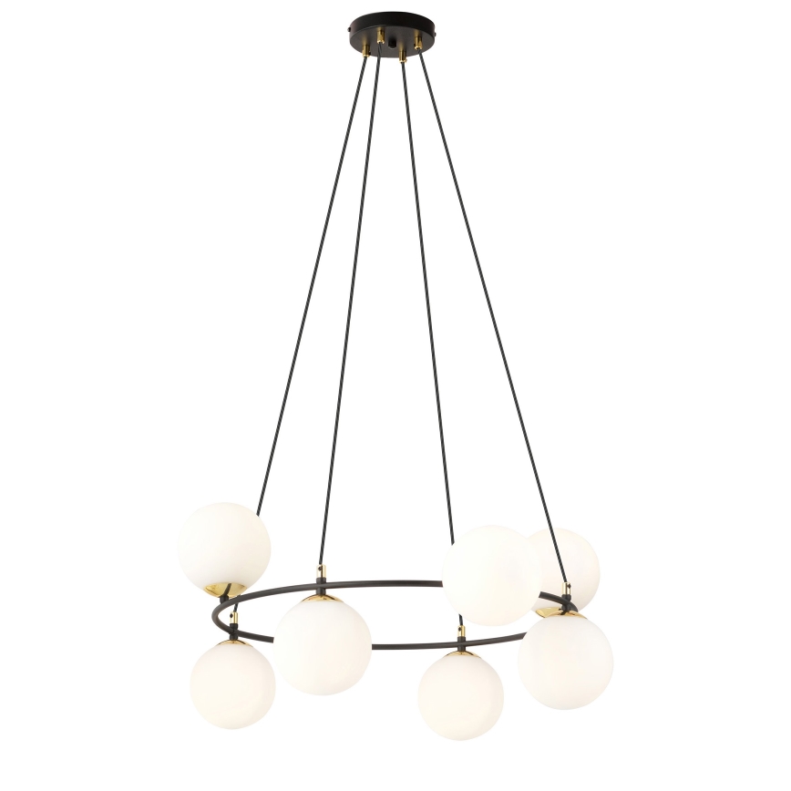 Chandelier on a string AZURA 8xE14/10W/230V black/white