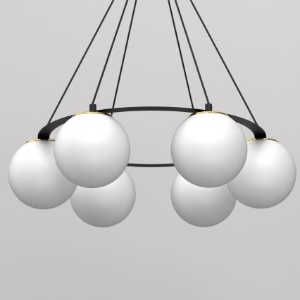 Chandelier on a string BALLO 6xE27/15W/230V black/white