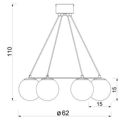 Chandelier on a string BALLO 6xE27/15W/230V black/white