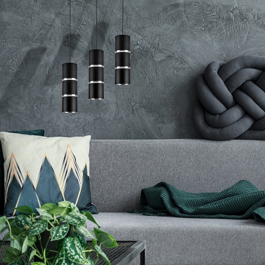 Chandelier on a string BAMBOO 1xGU10/10W/230V black