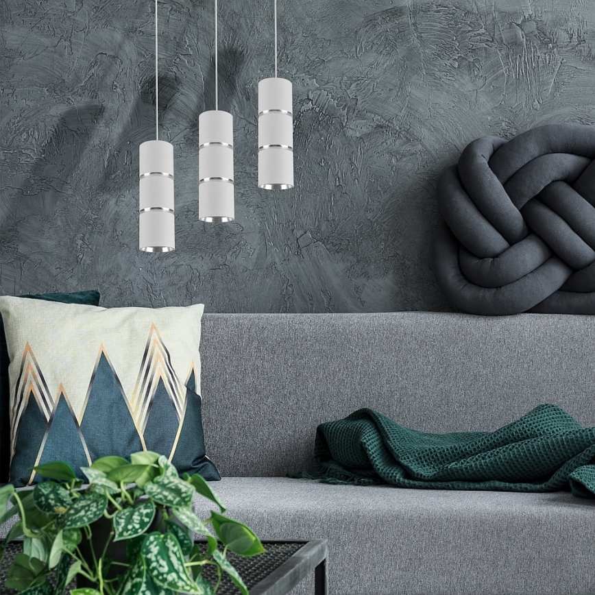 Chandelier on a string BAMBOO 1xGU10/10W/230V white