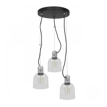 Chandelier on a string BANCO 3xE27/60W/230V round clear