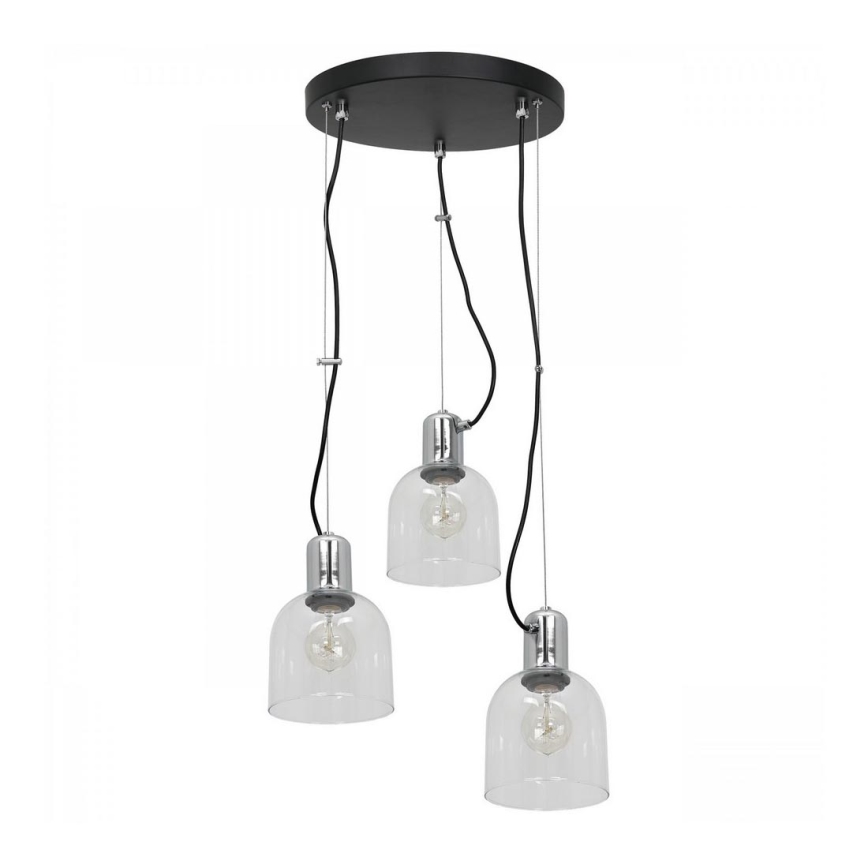 Chandelier on a string BANCO 3xE27/60W/230V round clear