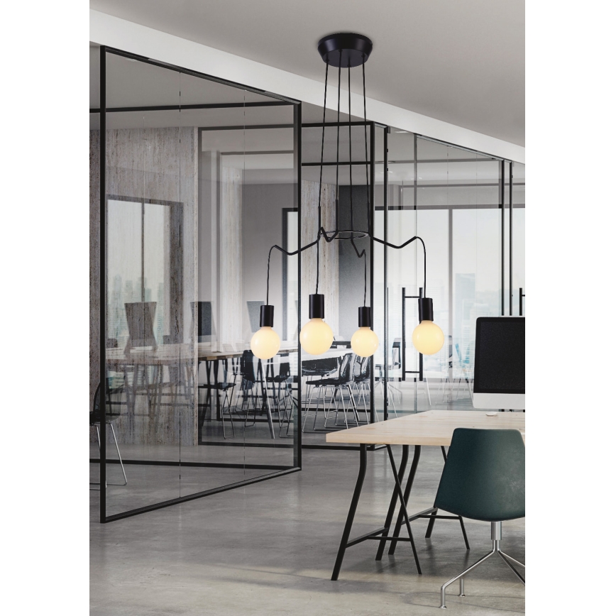 Chandelier on a string BASSO 4xE27/40W/230V black