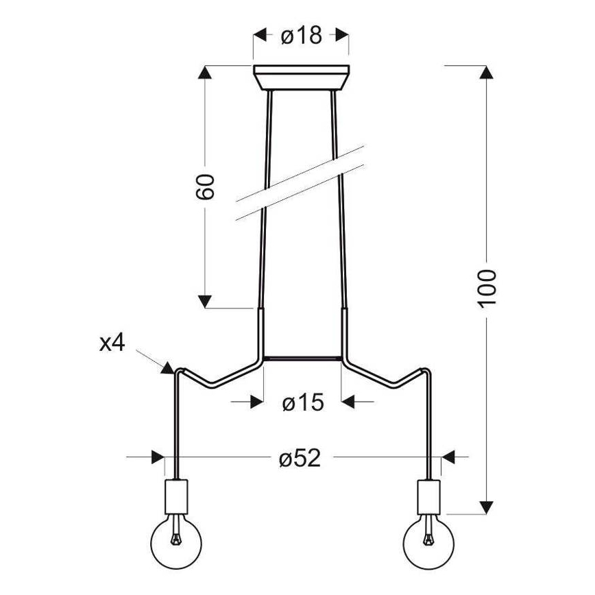 Chandelier on a string BASSO 4xE27/40W/230V black