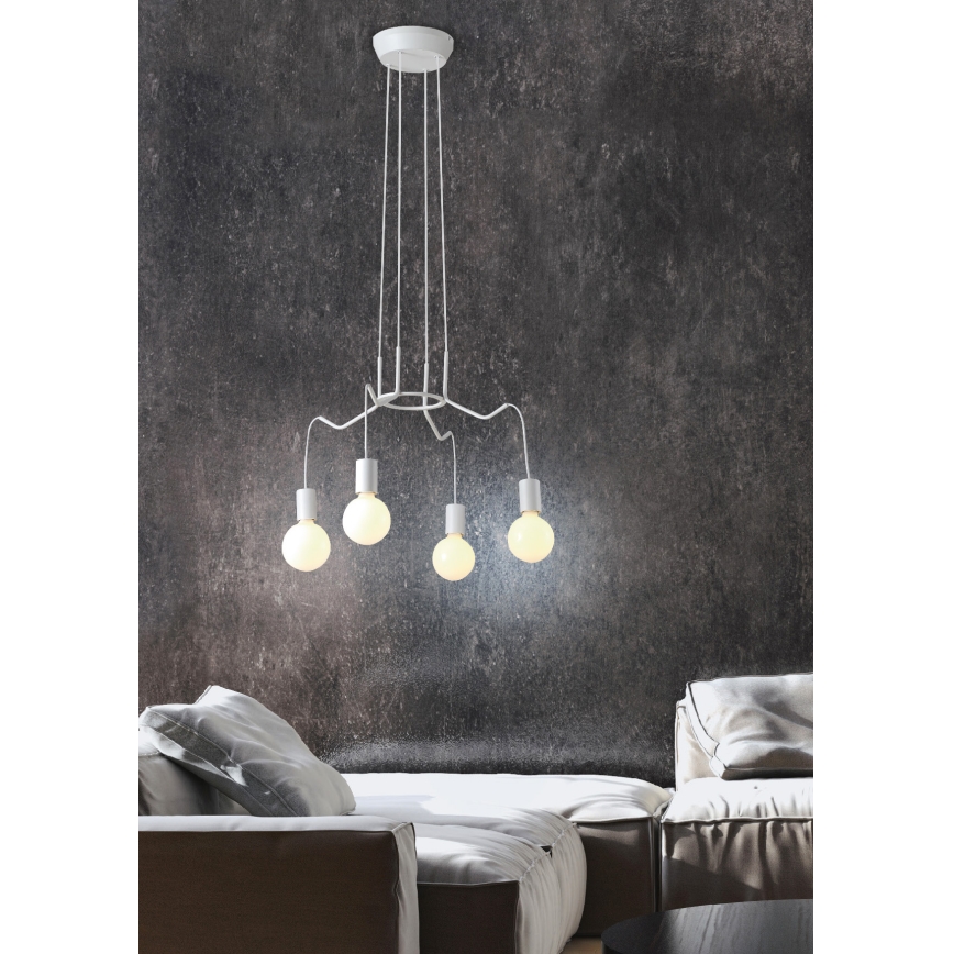 Chandelier on a string BASSO 4xE27/40W/230V white