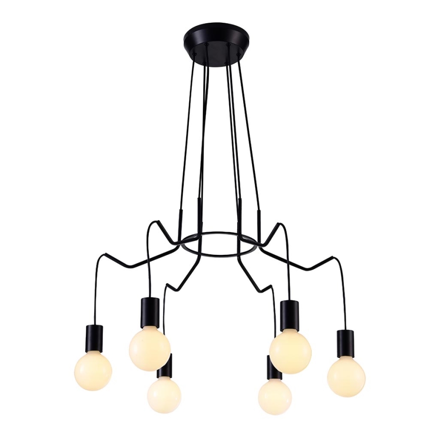 Chandelier on a string BASSO 6xE27/40W/230V black