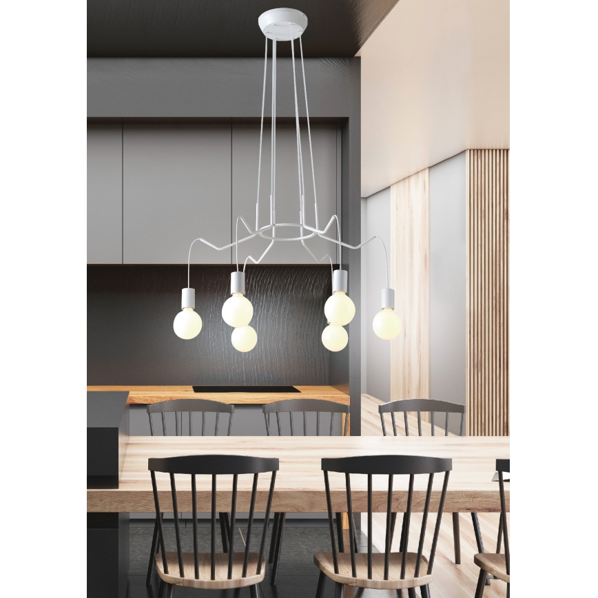 Chandelier on a string BASSO 6xE27/40W/230V white